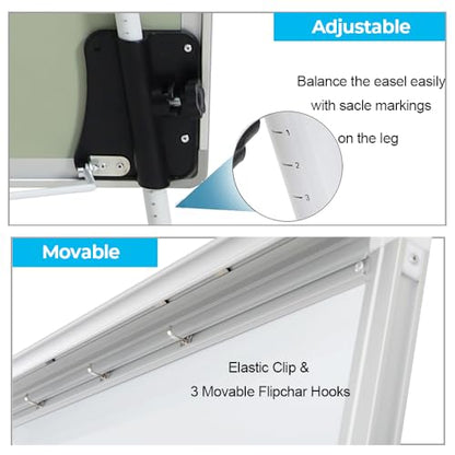 Whiteboard Easel 36" x 24" Height Adjustable, Magnetic Dry Erase Easel - color: White, size: 24"W x 36"H