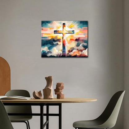 TUMOVO Cross Sunset Paint by Numbers for Adults Religious - color: Artwork-01