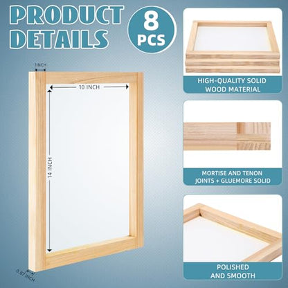 CroBlissful 8 Pcs Wood Silk Screen Frame with Mesh, 10 x 14 Inch, 110 Mesh - style: 110 Mesh