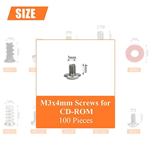 HELIFOUNER 100 Pieces M3x4 Round Head Mounting Computer Screws Computer Case Fixed Motherboard Screws, Silver - color: Silver, screws for mounting motherboard, M3x4