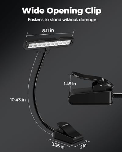 Kootek Music Stand Light Clip-on Piano Lamp Rechargeable Book Light, 10 LED