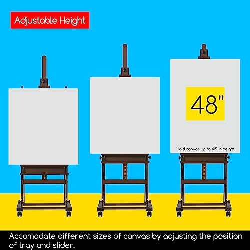 MEEDEN Studio Wood H-Frame Easel: Art Easel on Wheels for Artist - color: Walnut, size: Easel with Wheels