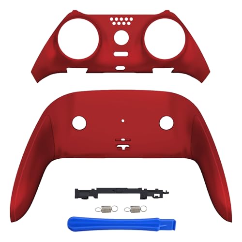 eXtremeRate Top Bottom Decorative Trim Shell Compatible with ps5 Edge Controller DIY Replacement Front Back Clip Shell, Custom Scarlet Red Plates Cover Compatible with ps5 Edge Controller - color: Scarlet Red