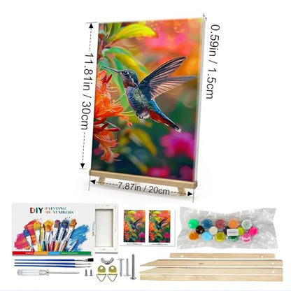 HeeBenor Framed Paint by Numbers Kit for Adults, Hummingbird, 8x12 Inch - color: Hummingbird 009