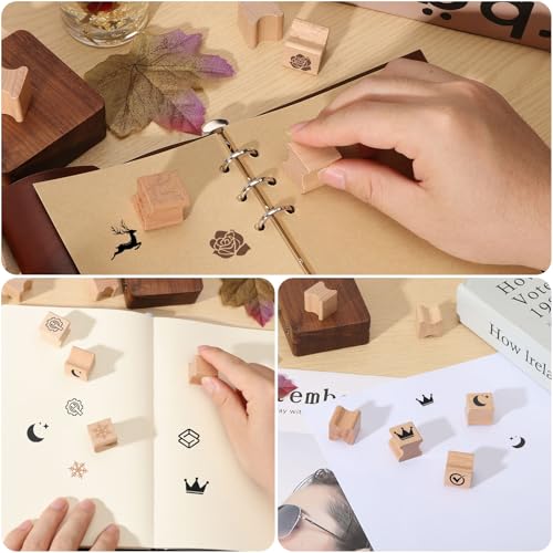 GLOBLELAND 20Pcs Blank Wood Rubber Stamp Mounts for DIY Crafting 20x20mm Square Wooden Rubber Stamps Handle Hard Wooden Blocks for Stamp Making Scrapbook Seal Handmade Decor