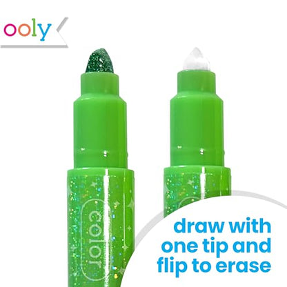 Ooly Make No Mistake Glittery Erasable Markers, Set of 12 - color: Erasable Glittery