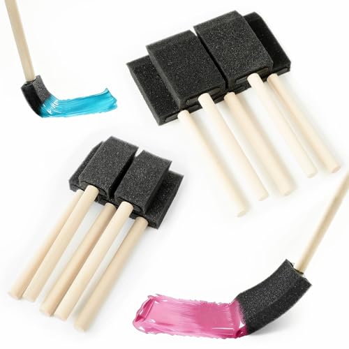 12 Pcs Foam Paint Brushes Set, 1" & 1.5", for Painting, Staining, Varnish - size: 12PCS 1"&1.5"