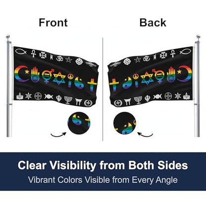SSK® Coexist Rainbow Outdoor Flag - Large 3' x 5', Weather-Resistant Polyester - color: Coexist (Rainbow)