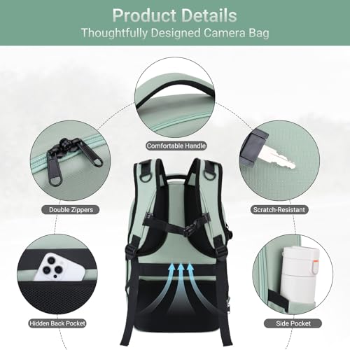 MOSISO Camera Backpack, Camera Bag DSLR/SLR/Mirrorless Photography Backpack - color: Antique Green