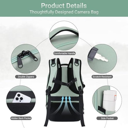MOSISO Camera Backpack, Camera Bag DSLR/SLR/Mirrorless Photography Backpack - color: Antique Green