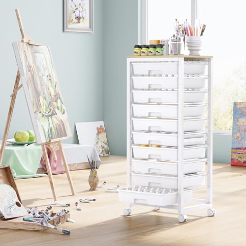 SYKIARIOL Rolling Cart with 10 Drawers,White - color: White, size: 10 Drawers