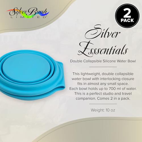 Silver Brush Limited Silver Essentials Paintbrush Water Bowl, 700ml/23.7oz - size: Double 700ml