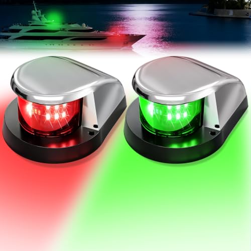 Boat Light, Lights for Boat,Navigation Light with Red Green LED 12V 2 Pack - size: 1 Pack Red and 1 Pack Green