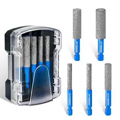 Diamond Drill Bits Set for Ceramic, Porcelain, Glass, Marble, Tile, Granite, Stone and More - Tile Drill Bits for Efficient, Precise Drilling and Milling - size: Set2-(3/16" to 1/2")