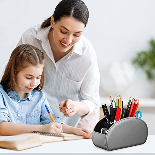 FINTIE Remote Control Holder with 13 Compartments Vegan Leather - color: Silver Gray
