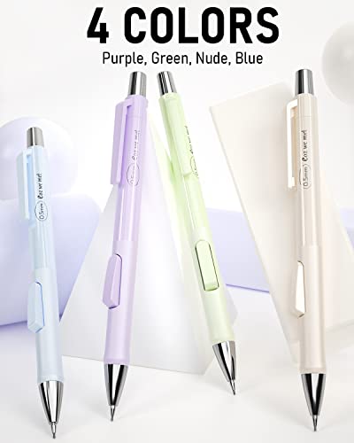 Nicpro 4PCS Pastel Mechanical Pencil 0.5mm, Cute Pencils Fast Click - style: 4PCS-0.5mm