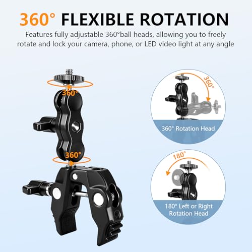 Chelhead Super Clamp Camera Mount with Phone Holder for Up to 3" Tubes - style: For Camera & Phone