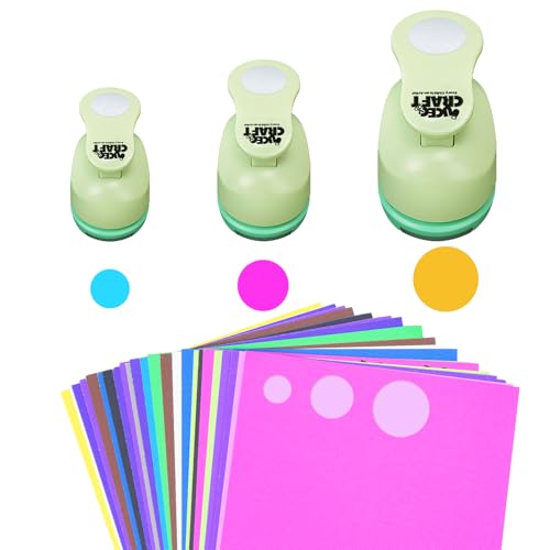 UCEC Circle Cutter, 3 Pcs Circle Puncher, 1 3/8 5/8 Inch Craft Hole Punch - color: circle, size: 3pack Circle + 30 Paper