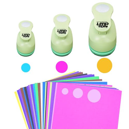 UCEC Circle Cutter, 3 Pcs Circle Puncher, 1 3/8 5/8 Inch Craft Hole Punch - color: circle, size: 3pack Circle + 30 Paper