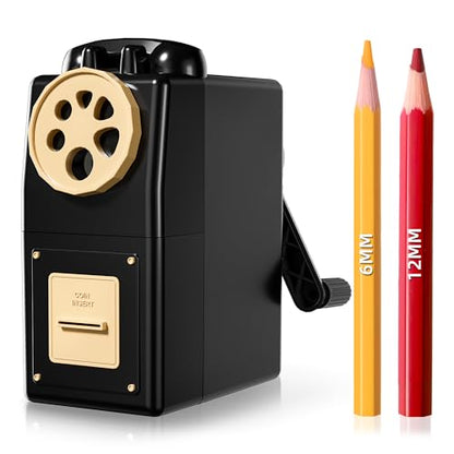 ZMOL Heavy Duty Manual Hand Crank Pencil Sharpener, Desktop, Black - color: Black