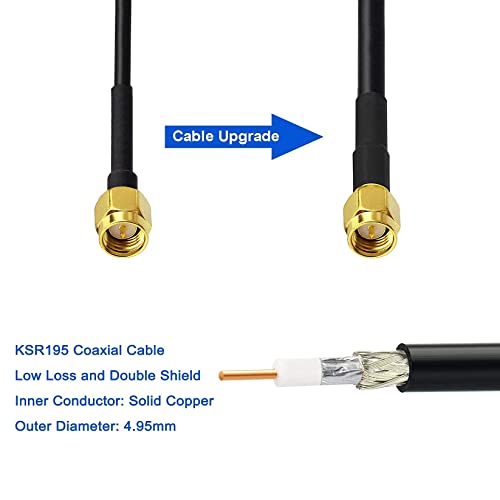 Bingfu 4G LTE Cellular 5dBi SMA Antenna Replacement for Trail Camera Router - color: with Low Loss Extension Cable