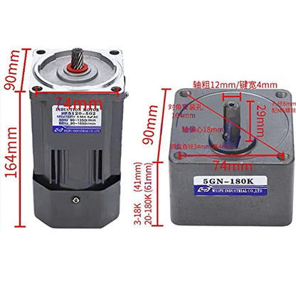 0-135RPM 120W 10K Variable Speed AC Gear Reduction Motor with Controller - color: 120W 10K