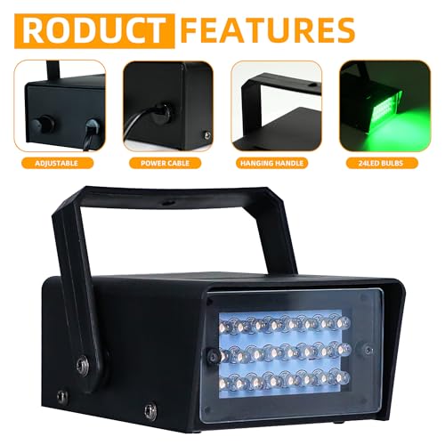 ENUOLI Mini LED Strobe Light Green Color 24 Super Bright LED Party Light - color: Green Color