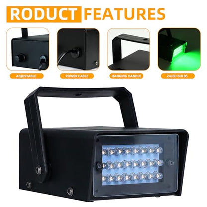 ENUOLI Mini LED Strobe Light Green Color 24 Super Bright LED Party Light - color: Green Color