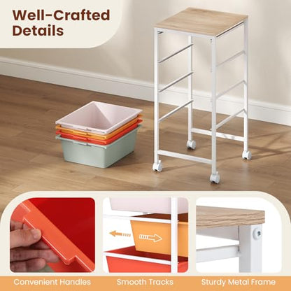 RELAX4LIFE 4-Drawer Rolling Storage Cart w/Lockable Wheels(Macaron) - color: Macaron, size: 28”H