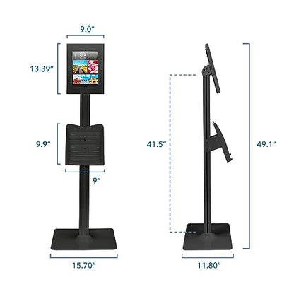 Mount-It! Anti-Theft iPad Tablet Floor Stand Kiosk with Literature Holder - color: Black