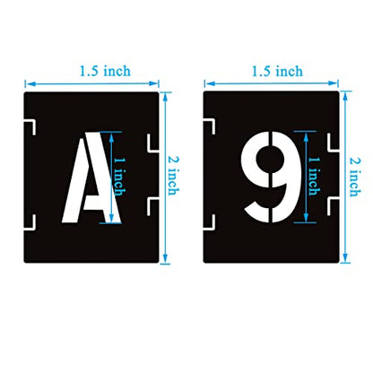 Craft Stencil Kit: 1 Inch Symbols, 42 Pcs Alphabet Stencil, Interlocking Reusable Plastic Stencil - size: 1 inch