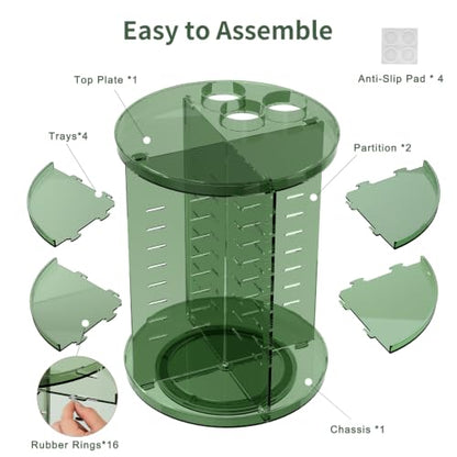 Rotating Makeup Organizer with DIY 8 Adjustable Layers, Clear Green - color: Clear Green