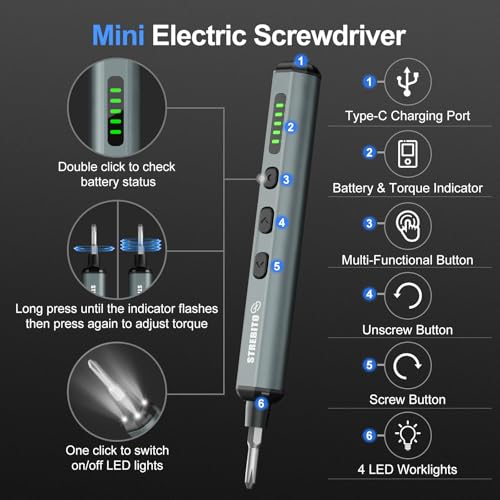 STREBITO Electric Screwdriver, 67 in 1 Mini Electric Screwdriver - color: Standard Black
