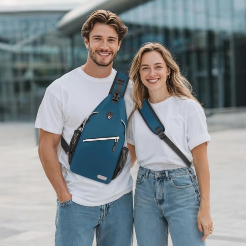 MOSISO Small Sling Bag for Men, Crossbody Shoulder Chest Daypack Bag - color: Deep Teal