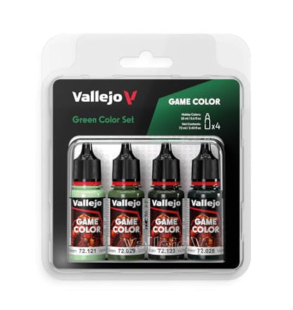 Vallejo - Green Color Set, Game Color, 4 Bottles x 0.6 fl.oz. - style: Green Color Set