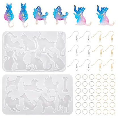 Elecrelive 2Pcs Animal Epoxy Resin Mold Cat Earring Pendant Silicone Molds - color: Clear-Cat