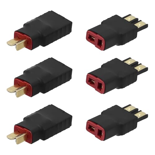 Deans T Plug Connector to Traxxas Battery Adapter Male Female - 6 PCS RC Battery Connector Adapter No Wires for RC Car Lipo NiMH Batteries Connectors Airplane Truck Boat Quadcopter