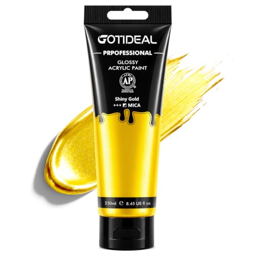 GOTIDEAL Gold Leaf Paint, 8.45oz/250ml, Metallic Gold Acrylic Paint - color: Bright Gold