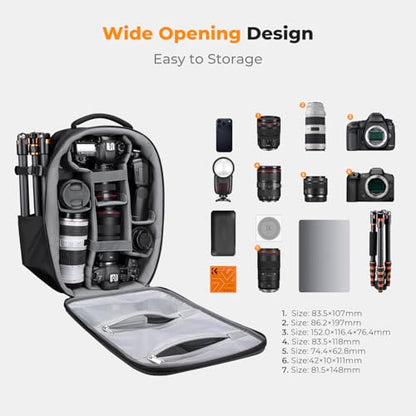 K&F CONCEPT Camera Backpack,Hardshell Photography DSLR Camera Bag - color: Deep Grey