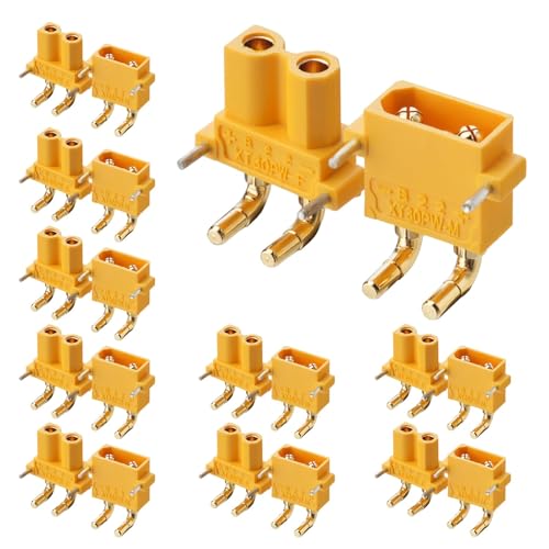 ELFCULB 10 Pairs Amass XT30PW Male and Female Connectors for FPV Drones - color: 10 Pairs XT30PW