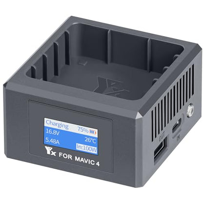 Two-Way Charging Hub with Digital Display Screen for DJI Mavic 4 Pro Drone Battery USB Battery Charger with Storage Charge Accessories