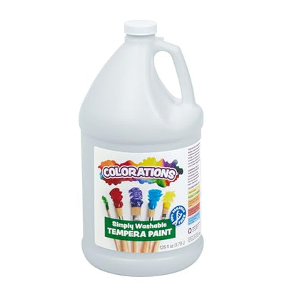 Colorations Paraben-Free Washable, Vibrant White Tempera Paint, 1 Gallon - color: White
