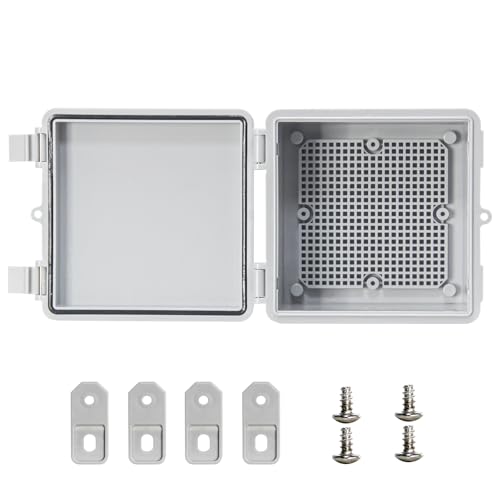 Waterproof Electrical Box Outdoor Electrical Box with Mounting Plate, Plastic Snap Latch Hinged Suitable for Marine Vessels, Garages, and Solar Panel Installations Gray Cover 5.9"x5.9"x3.5" - color: Grey Cover, size: 5.9"x5.9"x3.5"