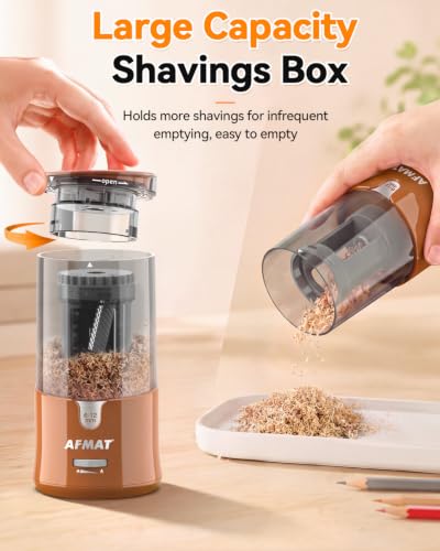 AFMAT Electric Pencil Sharpener, Plug-in Pencil Sharpener for 6-12mm Pencil - color: Brown