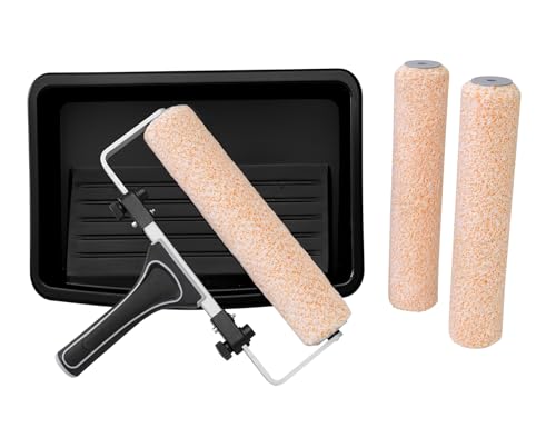 ROLLINGDOG 9-12 Inch Adjustable Paint Roller Set Super Microfiber Painting Tool Kit - color: 5PC Paint Roller Tray Set