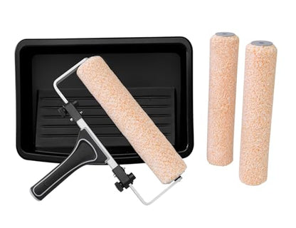 ROLLINGDOG 9-12 Inch Adjustable Paint Roller Set Super Microfiber Painting Tool Kit - color: 5PC Paint Roller Tray Set