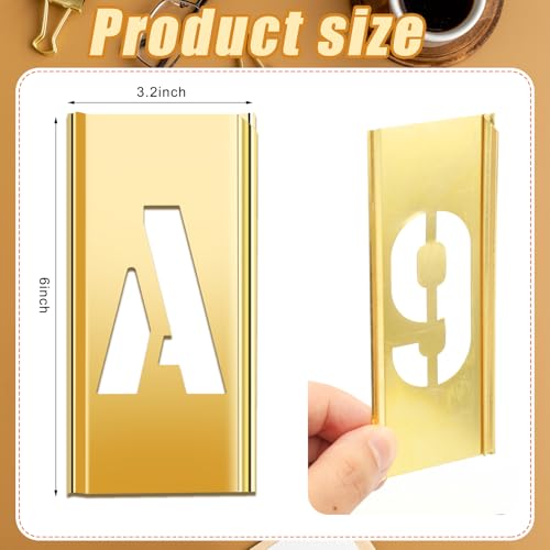 Pelopy 45 Pcs 6 Inch Brass Stencils Letters and Numbers Stencils Set - size: 6 Inch