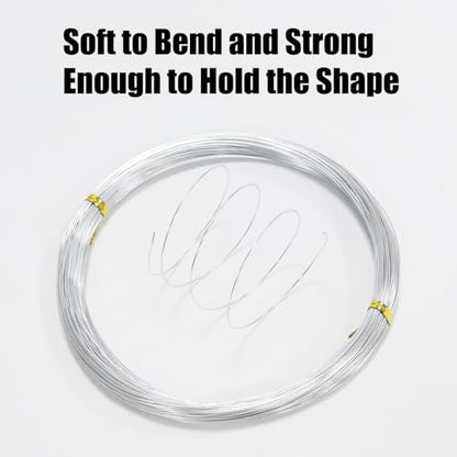 22 Gauge Aluminum Craft Wire, 164FT 0.6mm Silver Bendable Wire - size: 22, style: Silver