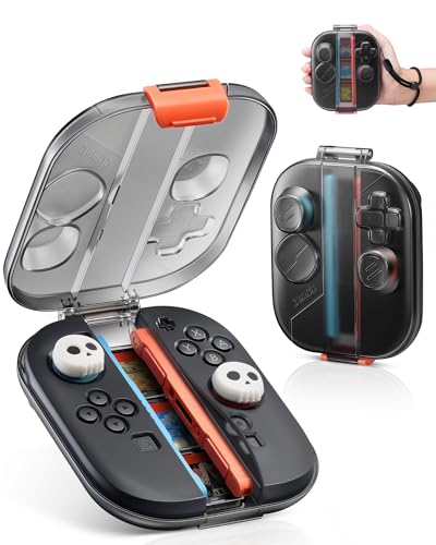 JEMDO Joycon Storage Case for Nintendo Switch 2, Slim Hard Shell Carrying Case with 3 Game Card Slots & Wrist Strap, Shockproof Scratch Resistant Protective Box, Lightweight Portable for Travel - style: Controller Case