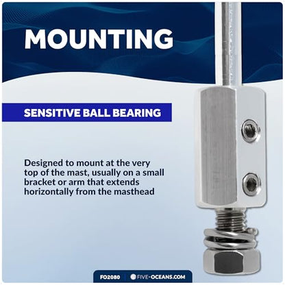 Five Oceans 14-1/2-Inch Sailing Boat Wind Direction Indicator, Wind Vane with Sensitive Ball Bearing - FO2080